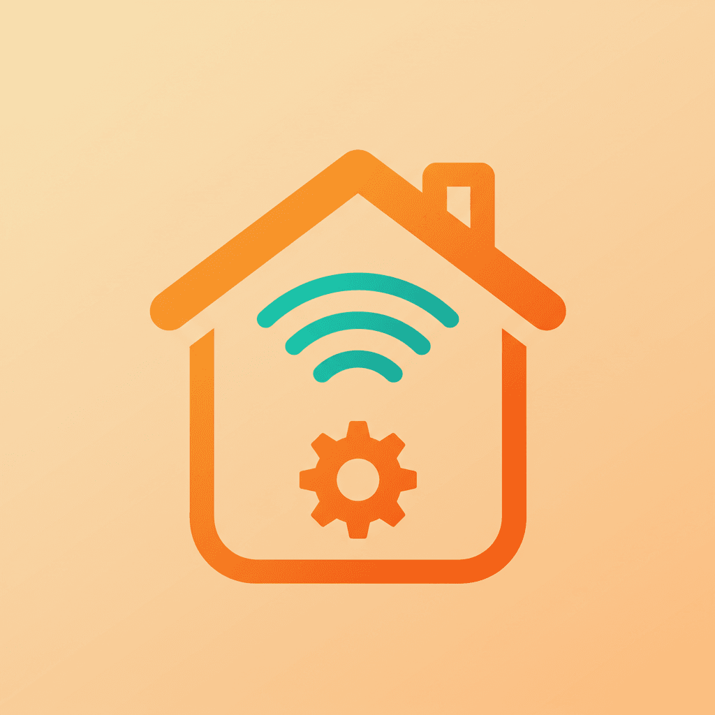 House icon with Wi-Fi signal and gear.